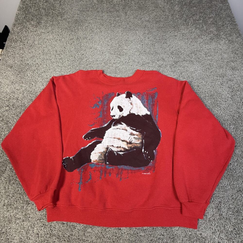 Vintage National Wildlife Federation Sweatshirt Mens XL Red Panda Fleece USA